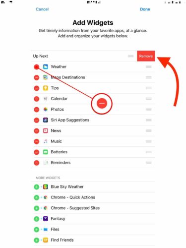 remove widgets ipad
