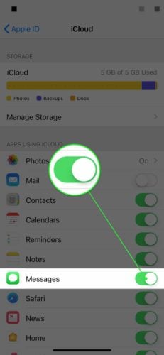 sync messages icloud