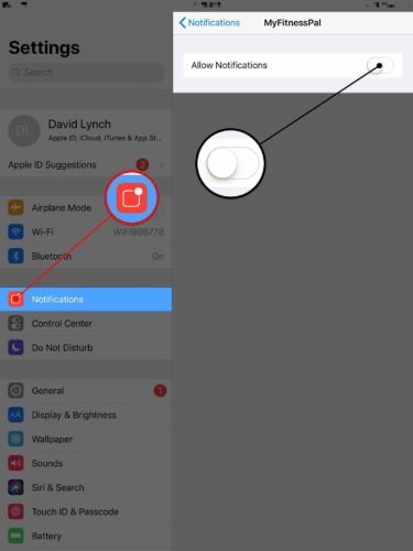 desactivar permitir notificaciones en ipad