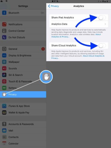 turn off ipad analytics