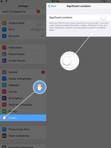 turn off ipad significant locations