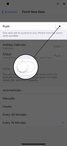 desactivar la configuración push del iphone