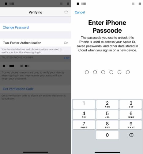 verifying two factor authentication on iphone