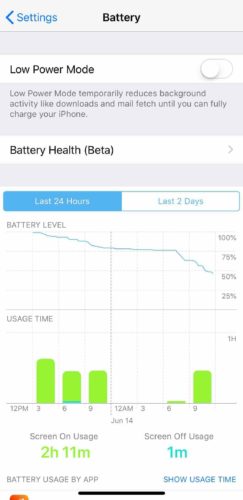 battery settings ios 12