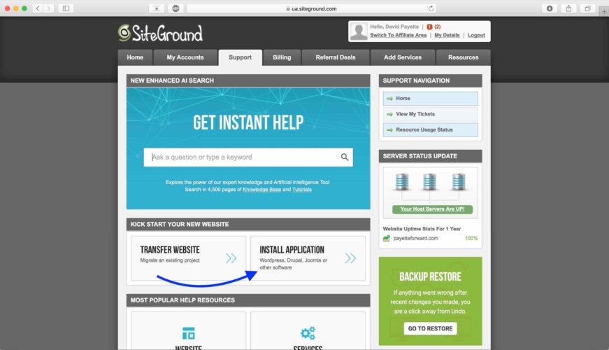 install application siteground