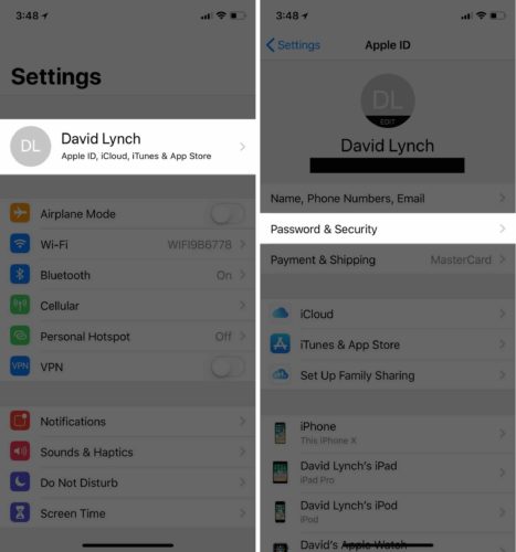 password and security settings on iphone