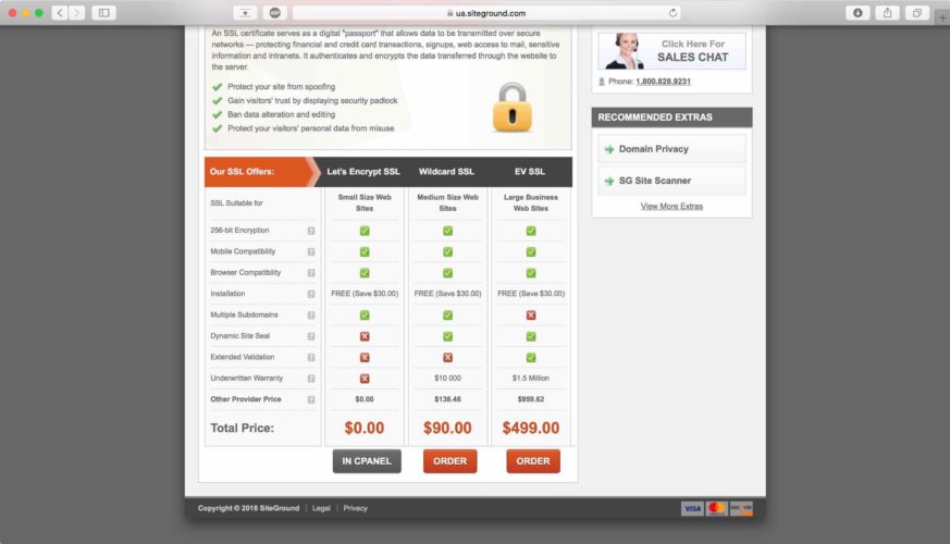 ssl options siteground