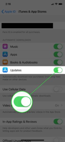 turn on automatic app updates on iphone