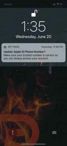 update apple id phone number home screen