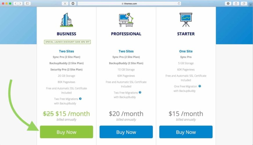 click buy now ithemes business plan