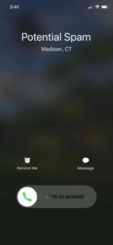 potential spam call iphone