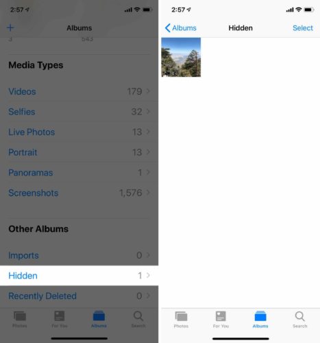 tap on iphone hidden folder