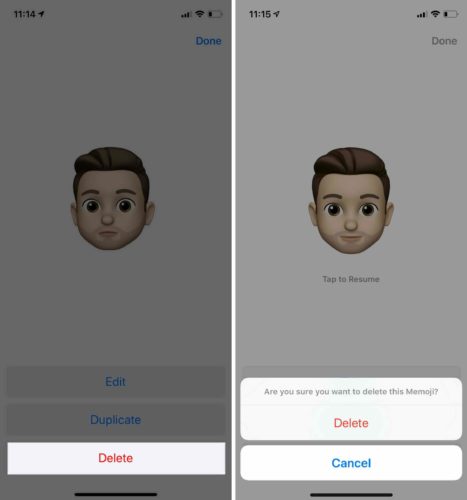 delete a memoji on iphone