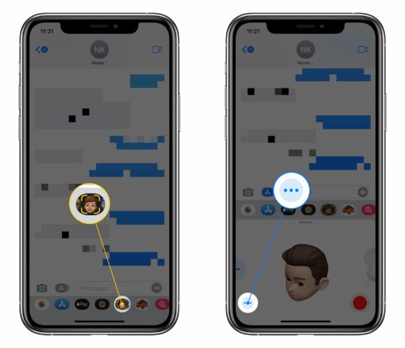 toca el botón Más para editar memoji