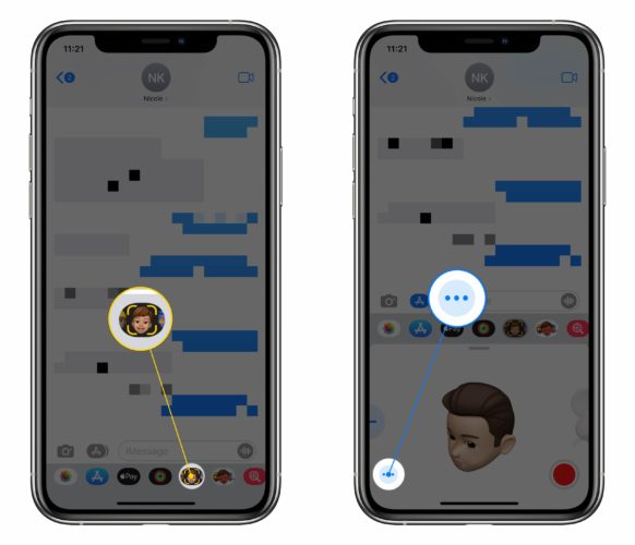 tap More button to edit memoji