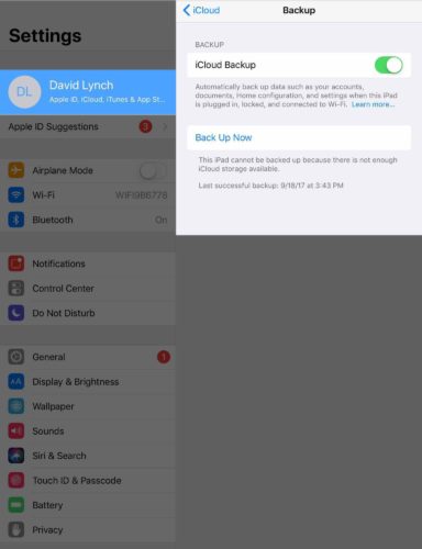 backup ipad to icloud