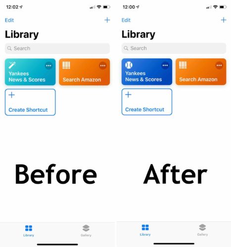 before after iphone shortcut icon change