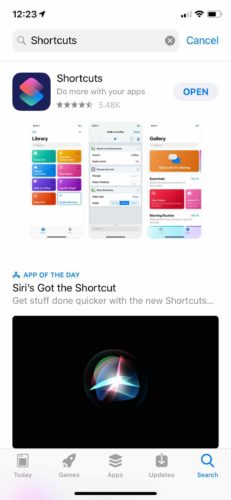 install shortcuts app