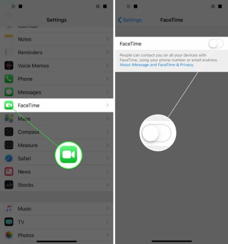 turn off facetime on iphone