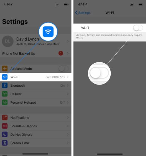 turn off iphone wifi ios 12