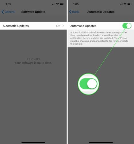 turn on iphone automatic updates