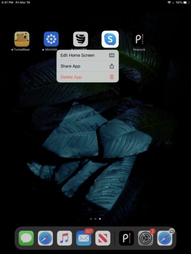 delete app on ipad