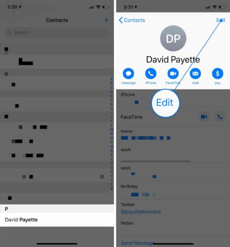 edit iphone contact