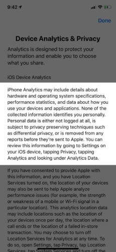 iphone analytics fine print