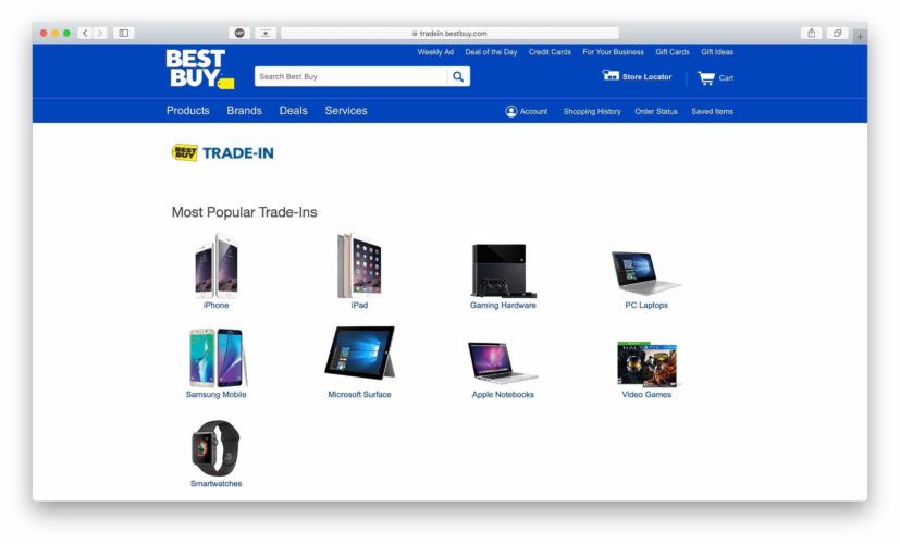 página de intercambio de Best Buy