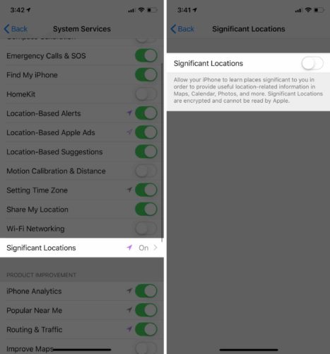 turn off iphone significant locations ios 12