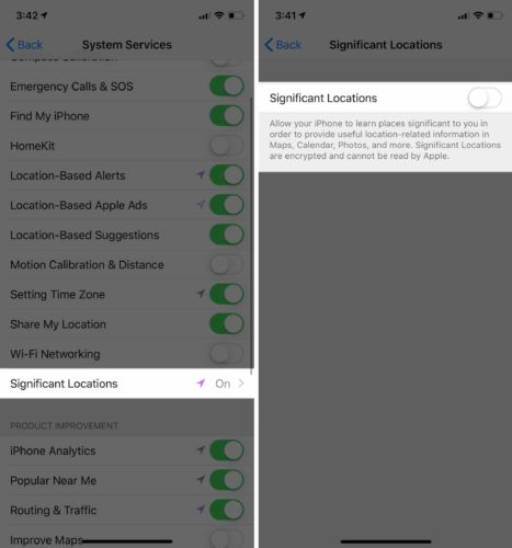 apagar ubicaciones significativas de iphone ios 12