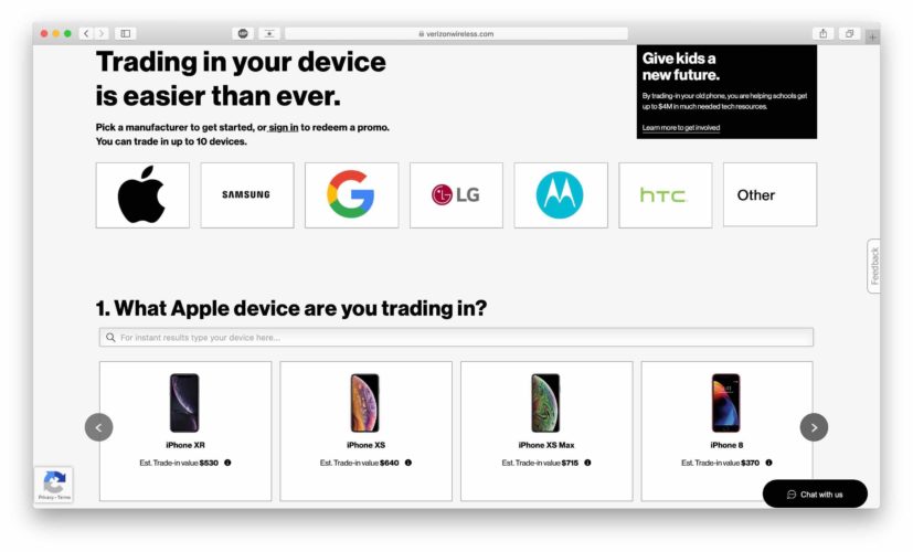 verizon trade in program main page