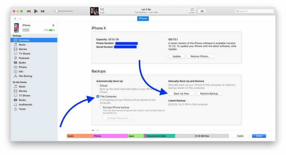 copia de seguridad del iphone en una computadora