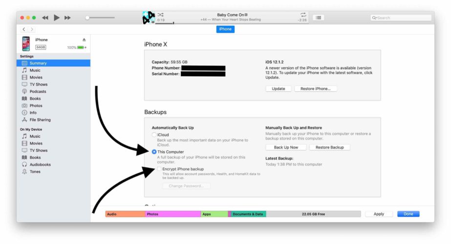 cifrar copia de seguridad de iphone