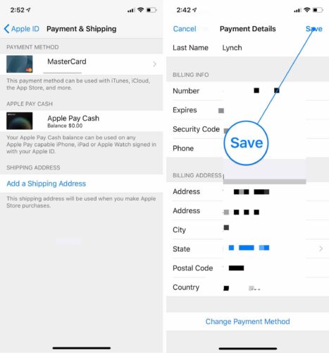 update payment method iphone