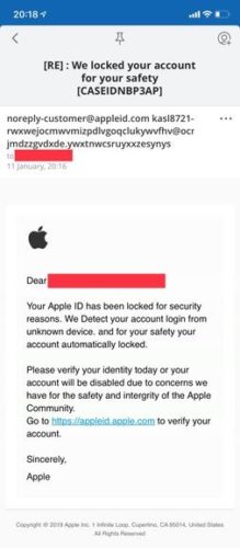 Tu Apple ID ha sido bloqueada por razones de seguridada