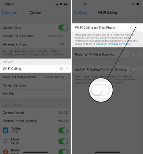 apagar las llamadas wifi en el iphone