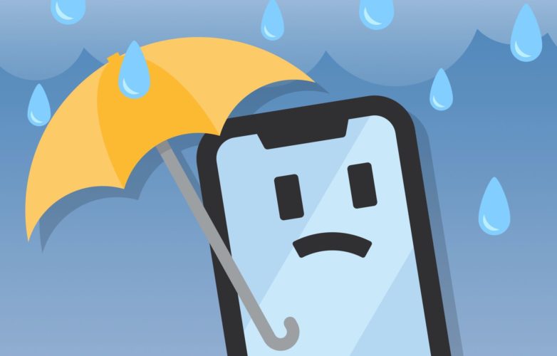 iphone holding umbrella water damage