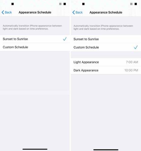 dark mode appearance schedule