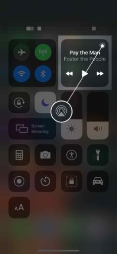 tap airplay button in control center