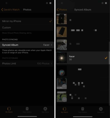 apple watch face synced album