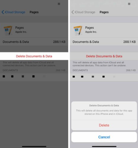delete data from icloud storage