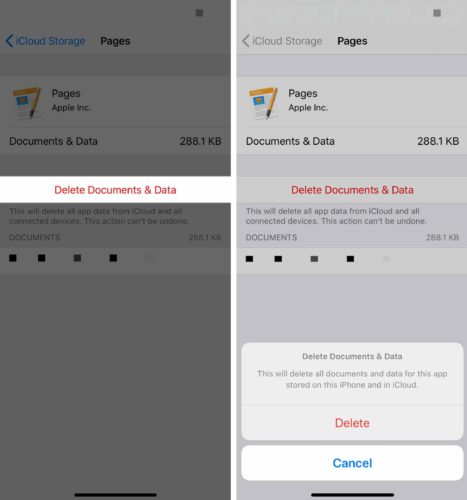 delete data from icloud storage