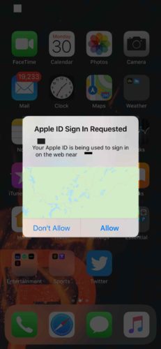 apple id sign in requested