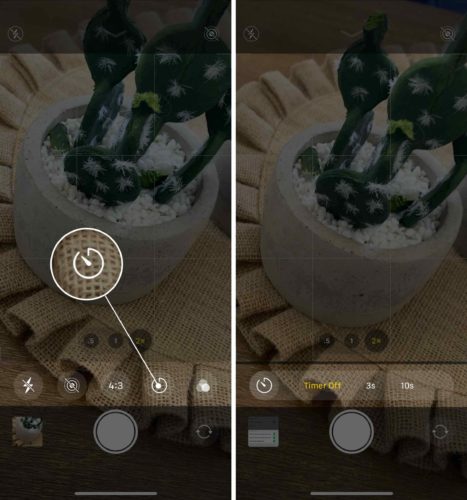turn on iphone camera timer