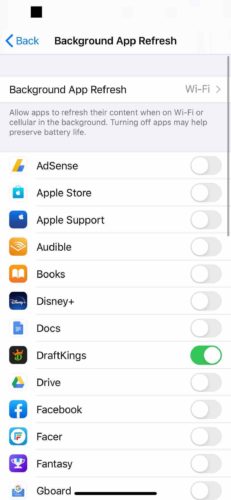 background app refresh switches