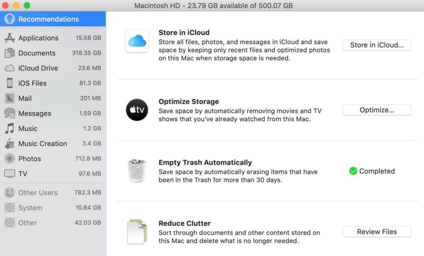 how to check storage on mac and the application