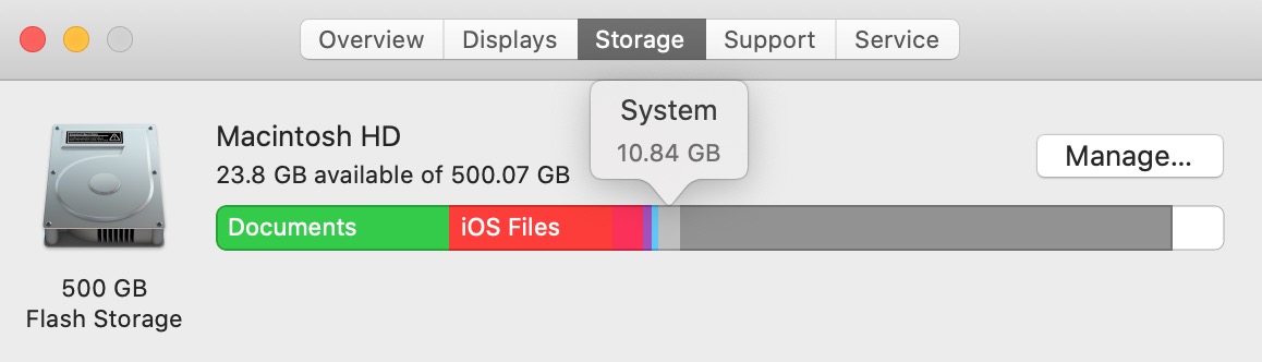 system in storage on my mac