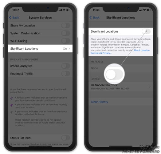 turn off iphone significant locations