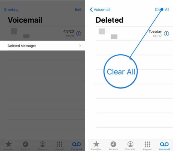 clear all deleted voicemail messages